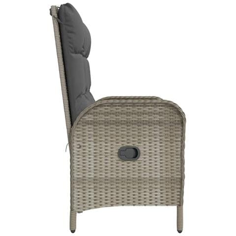 Panca Reclinabile Da Giardino Cuscini 107 Cm Polyrattan Grigia - Foto 2