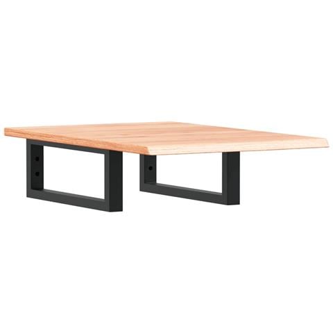 Ripiano A Parete Per Lavabo In Acciaio E Massello Di Rovere - Foto 2