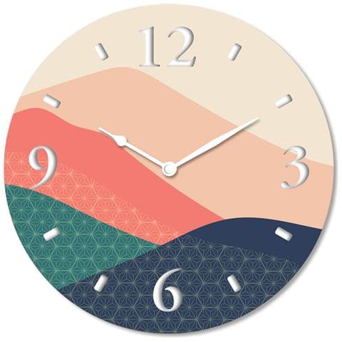 Orologio Da Parete In Legno Ecologico, Con Stampa Colorata Dune Color, 32x32 Cm, Made In Italy, Movimento A Quarzo, Alimentato A Batteria Non Inclusa, Adatto A Tutti Gli Stili Di Casa - Foto 1