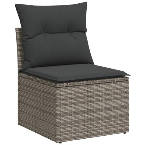 Set Divani da Giardino 7 pz con Cuscini Grigio in Polyrattan - Foto 2