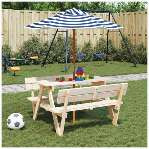 Ombrellone Da Giardino Per Bambini Con Palo In Legno 120x140cm - Foto 1