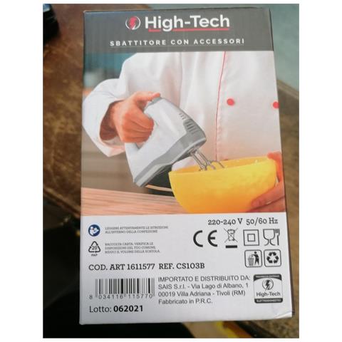 High-tech - Sbattitore Elettrico 2 Fruste +2 Ganci 5 Velocita' 200 Watt - Foto 3