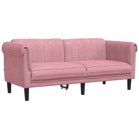 Divano A 2 Posti Rosa In Velluto - Foto 2