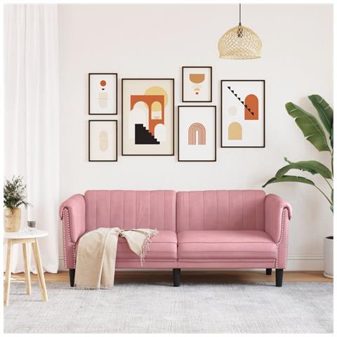 Divano A 2 Posti Rosa In Velluto - Foto 3