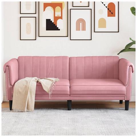 Divano A 2 Posti Rosa In Velluto - Foto 1