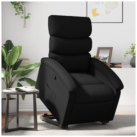 Poltrona Alzapersona Reclinabile Nera In Similpelle - Foto 1