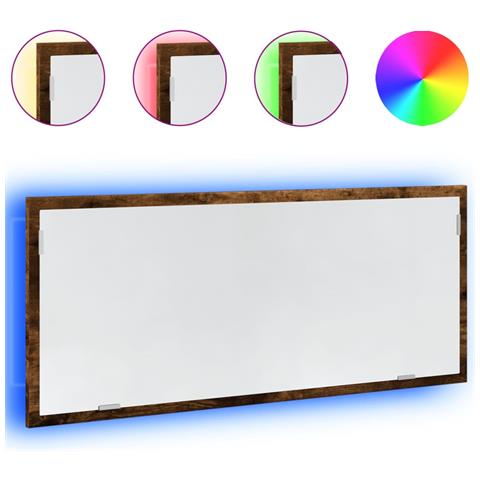 Specchio Bagno Led Rovere Fumo 100x8,5x37cm Legno Multistrato - Foto 2