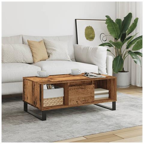 Tavolino Da Salotto Legno Antico 90x50x36,5 Cm In Truciolato - Foto 1