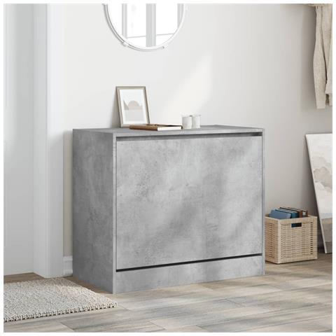 Lusso Casadino -  Scarpiera Grigio Cemento 80x42x69 Cm In Legno Multistrato - Foto 2