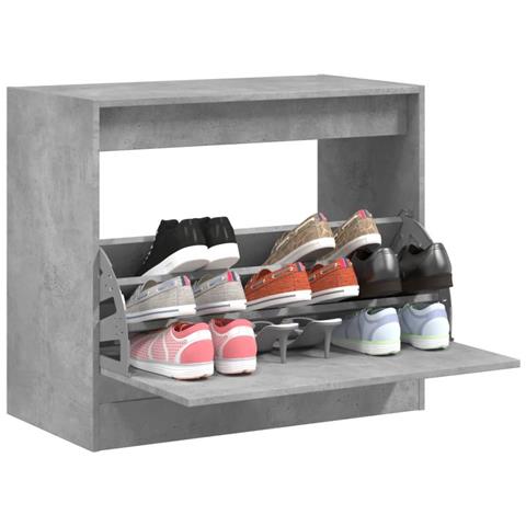 Lusso Casadino -  Scarpiera Grigio Cemento 80x42x69 Cm In Legno Multistrato - Foto 8