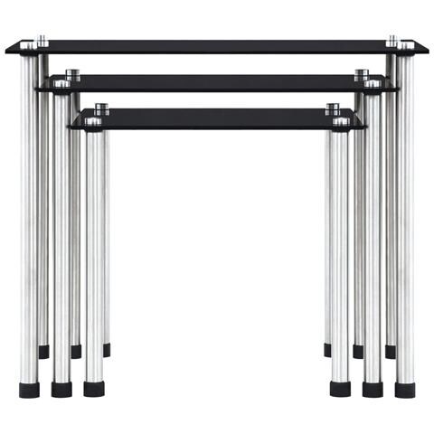 Lusso Casadino -  Tavolini Impilabili 3 Pz Neri In Vetro Temperato - Foto 1