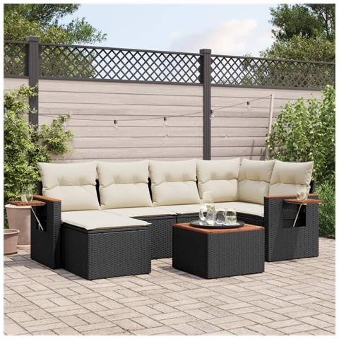 Set Divani da Giardino con Cuscini 7pz Nero Polyrattan - Foto 2