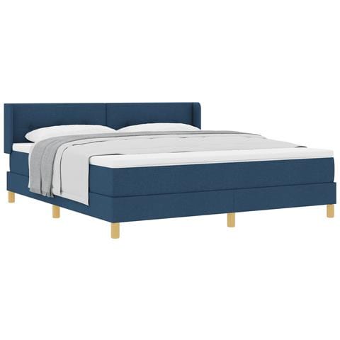 Letto con rete a molle e materasso Blu 180x200 cm Tessuto - Foto 1