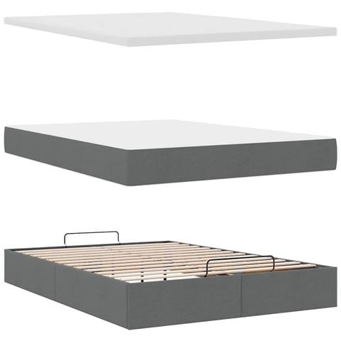 Pouf Letto con Materasso e LED Grigio Scuro 140x200 cm - Foto 9