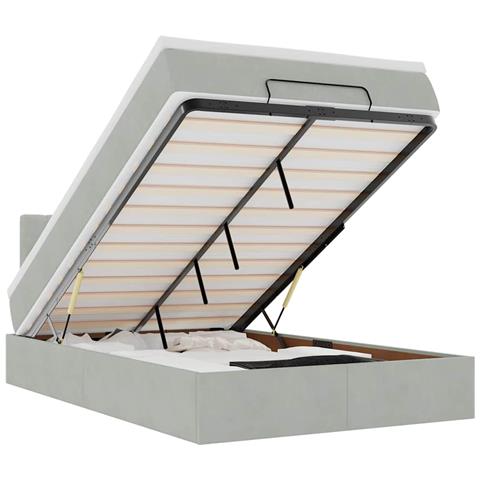 Struttura Letto Pouf con Materasso 120x200 cm Velluto - Foto 1