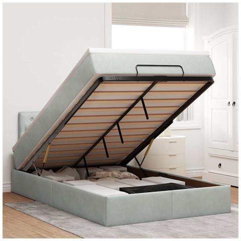 Struttura Letto Pouf con Materasso 120x200 cm Velluto - Foto 2