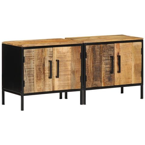 Comodini 2 pz 50x30x45 cm Legno Massello di Mango Grezzo - Foto 1