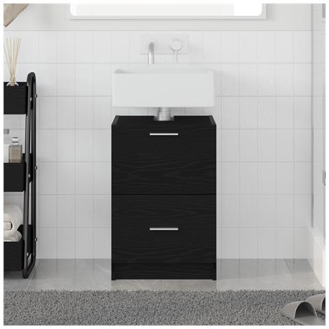 Mobile Lavabo Rovere Nero 40x37x59 cm Legno Ingegnerizzato - Foto 2