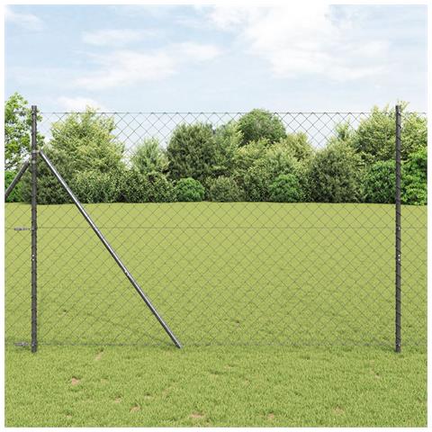 Recinzione in rete metallica Set di 2 Grigio Acciaio 25 x 1.5 m - Foto 2