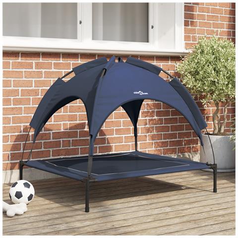 Letto rialzato per cani con tetto removibile blu navy L acciaio - Foto 2