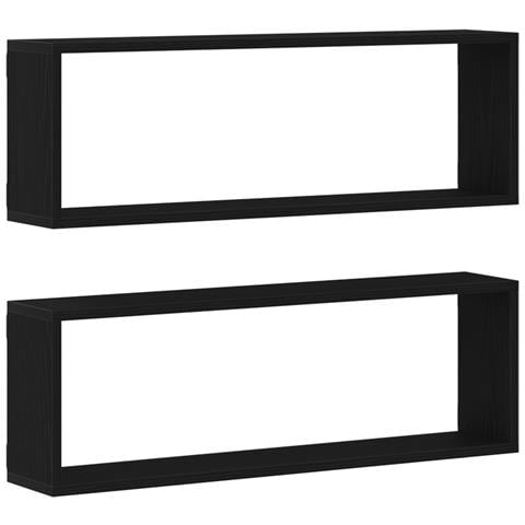 Mensole vitaXL - Set di 2, Rovere Nero, 80x15x26 cm, Realizzate in Legno Ingegnerizzato - Foto 1