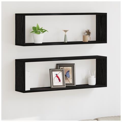 Mensole vitaXL - Set di 2, Rovere Nero, 80x15x26 cm, Realizzate in Legno Ingegnerizzato - Foto 2