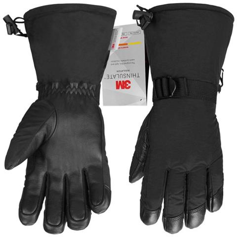 Guanti Da Sci In Pelle Nera Con Isolamento 3m - Antivento E Caldi Per Sport Invernali - Foto 2