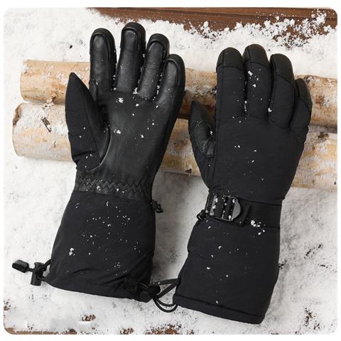 Guanti Da Sci In Pelle Nera Con Isolamento 3m - Antivento E Caldi Per Sport Invernali - Foto 5