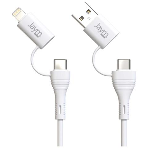 Cavo Di Ricarica 3a E Sincronizzazione 4-in-1 Usb / Usb-c / Lightning Pd 60w, Bianco - Foto 1