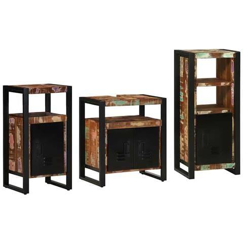 Set di mobili per il bagno 3 pcs Legno massello riciclato - Foto 1