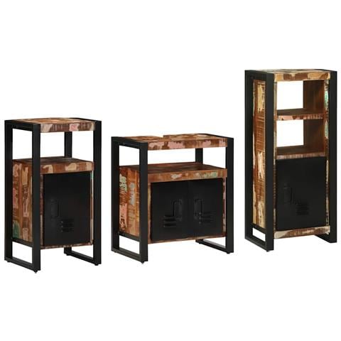 Set di mobili per il bagno 3 pcs Legno massello riciclato - Foto 2
