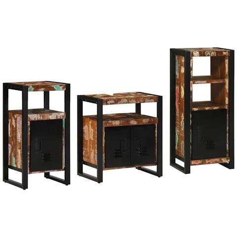 Set di mobili per il bagno 3 pcs Legno massello riciclato - Foto 9