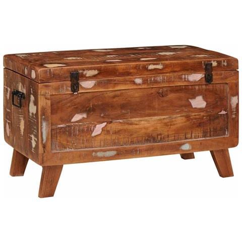 Scatola di Stoccaggio 70 x 35 x 40 cm legno massello di riciclo - Foto 2