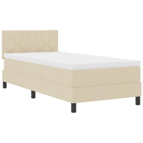 Letto a molle con materasso Crema 90 x 200 cm Tessuto - Foto 1