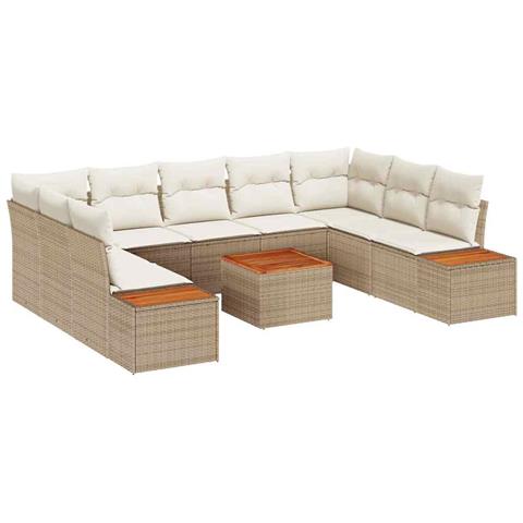 Set Divano da Giardino 6 pcs beige e panna 289 x 209 x 85 cm - Foto 1