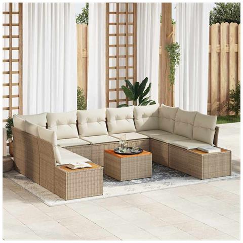 Set Divano da Giardino 6 pcs beige e panna 289 x 209 x 85 cm - Foto 2