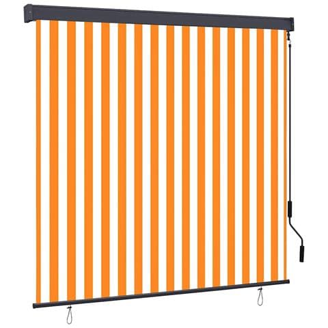 Tenda a Rullo Esterna Arancione e bianco 180 x 250 cm Tessuto - Foto 1