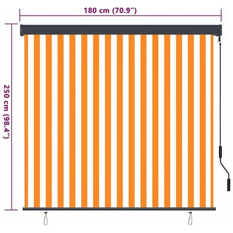 Tenda a Rullo Esterna Arancione e bianco 180 x 250 cm Tessuto - Foto 8
