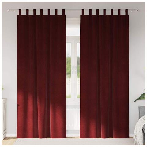 Tende con tende 2 pcs Rosso Vino 140 x 260 cm Velluto - Foto 2
