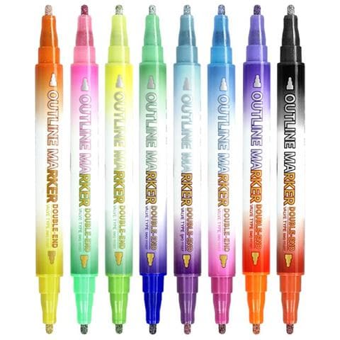 Set Di 8 Pennarelli A Doppia Linea 16 Colori - Pennarelli Metallici Glitterati Per Arte E Scrapbooking - Foto 1