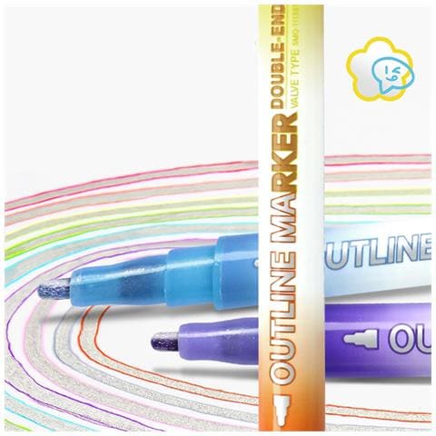 Set Di 8 Pennarelli A Doppia Linea 16 Colori - Pennarelli Metallici Glitterati Per Arte E Scrapbooking - Foto 4