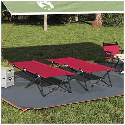 Letto da campeggio pieghevole 2 pcs Rosso 206 x 76 x 74 cm - Foto 2