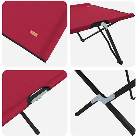 Letto da campeggio pieghevole 2 pcs Rosso 206 x 76 x 74 cm - Foto 9