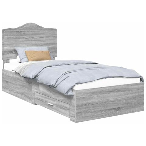 Struttura del letto con cassetto Grigio Sonoma 75 x 190 cm - Foto 1