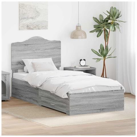 Struttura del letto con cassetto Grigio Sonoma 75 x 190 cm - Foto 2