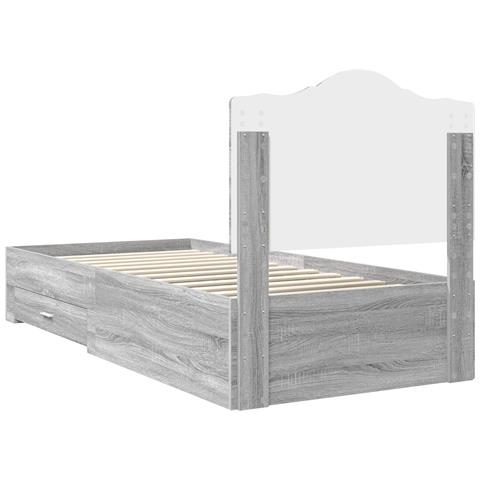 Struttura del letto con cassetto Grigio Sonoma 75 x 190 cm - Foto 9