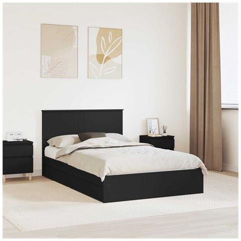 Letto con Contenitore Nero 135 x 190 cm Legno multistrato - Foto 2
