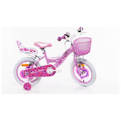 Sch Pink Love 14'' - Bicicletta Per Bambine (4-6 Anni), Ruote 14'', Telaio Acciaio, Con Accessori - Colore Rosa - Foto 1