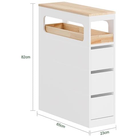 Mobiletto Bagno Con 3 Cassetti E Ripiano, Bianco, Capacità 40 Kg - Foto 2