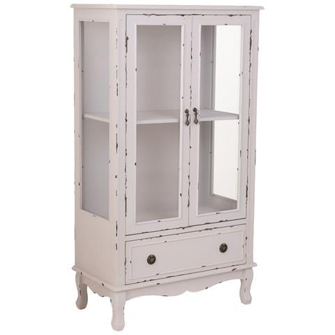 Vetrina In Legno Con 1 Cassetto E 2 Ante Bianco 80x42x148h Cm - Foto 1